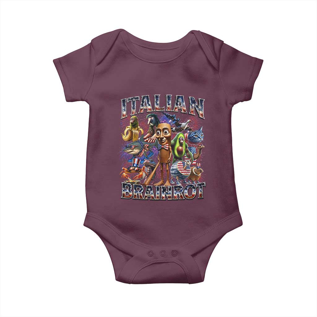 Funny Italian Brainrot Meme 4th of July Baby Onesie