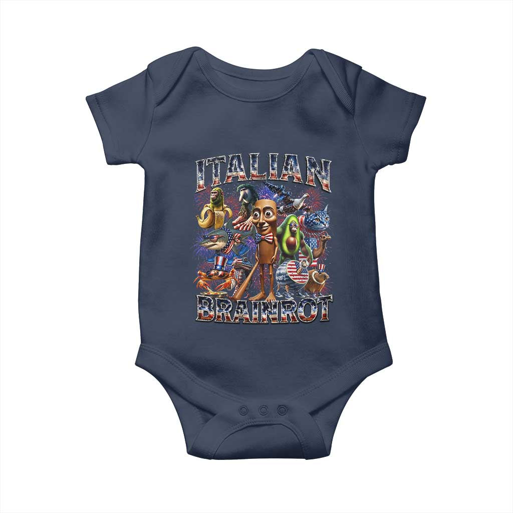 Funny Italian Brainrot Meme 4th of July Baby Onesie