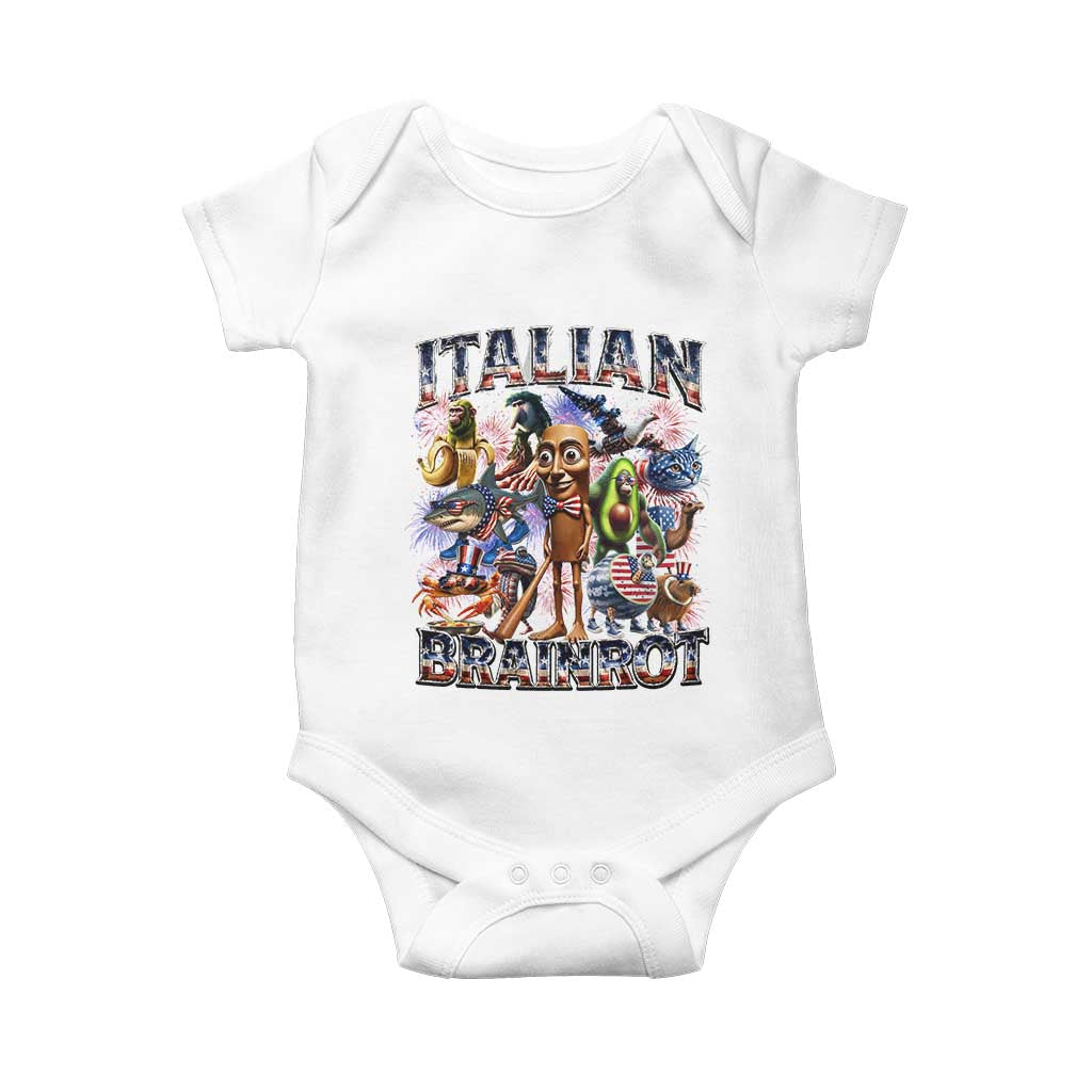 Funny Italian Brainrot Meme 4th of July Baby Onesie