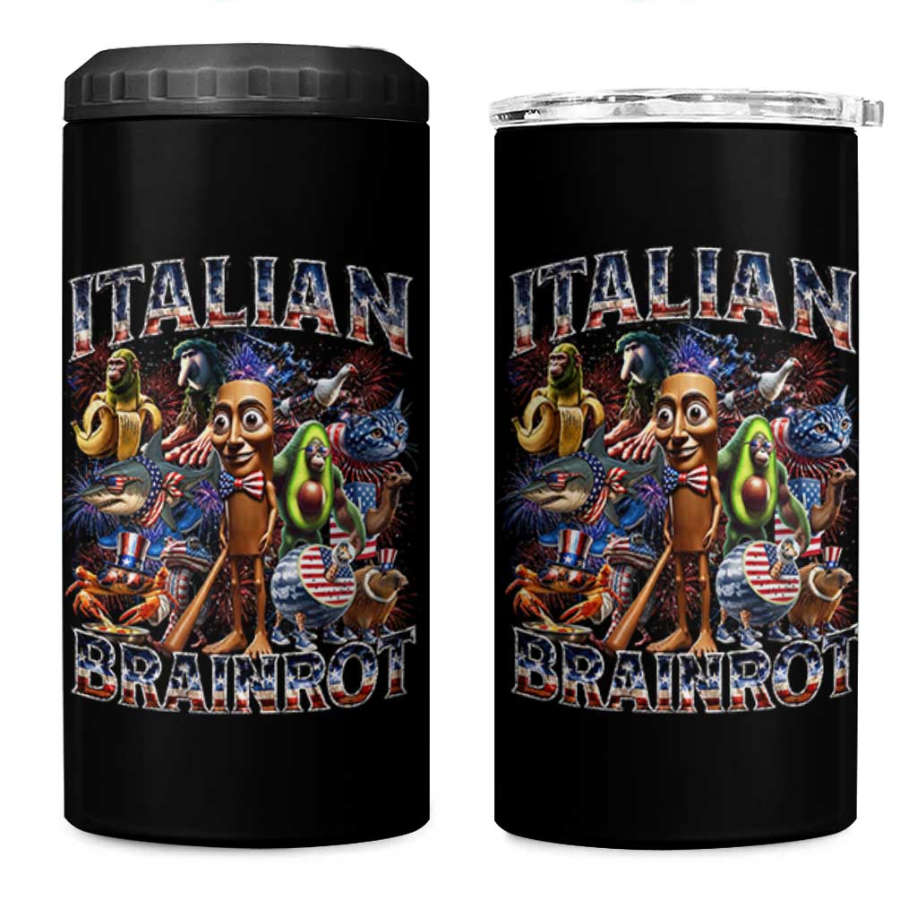 Funny Italian Brainrot Meme 4th of July 4 in 1 Can Cooler Tumbler