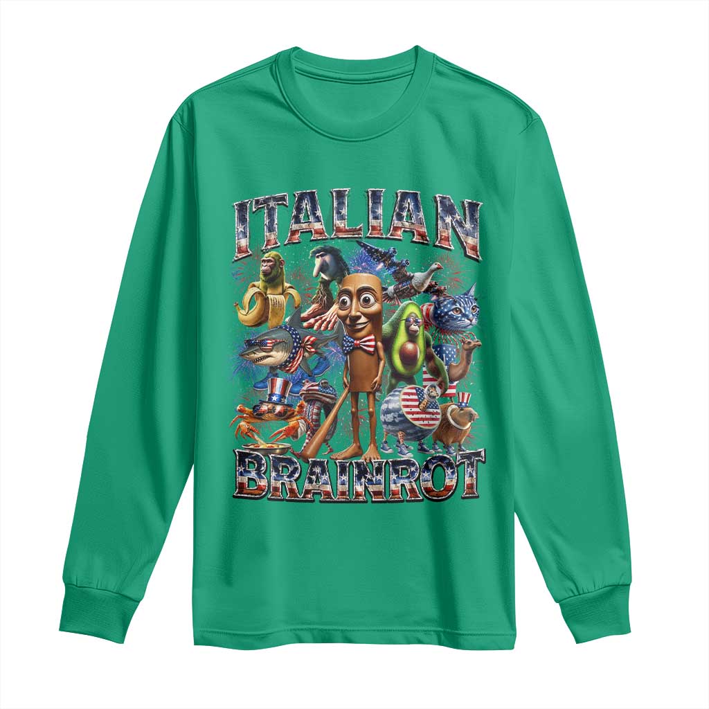 Funny Italian Brainrot Meme 4th of July Long Sleeve Shirt
