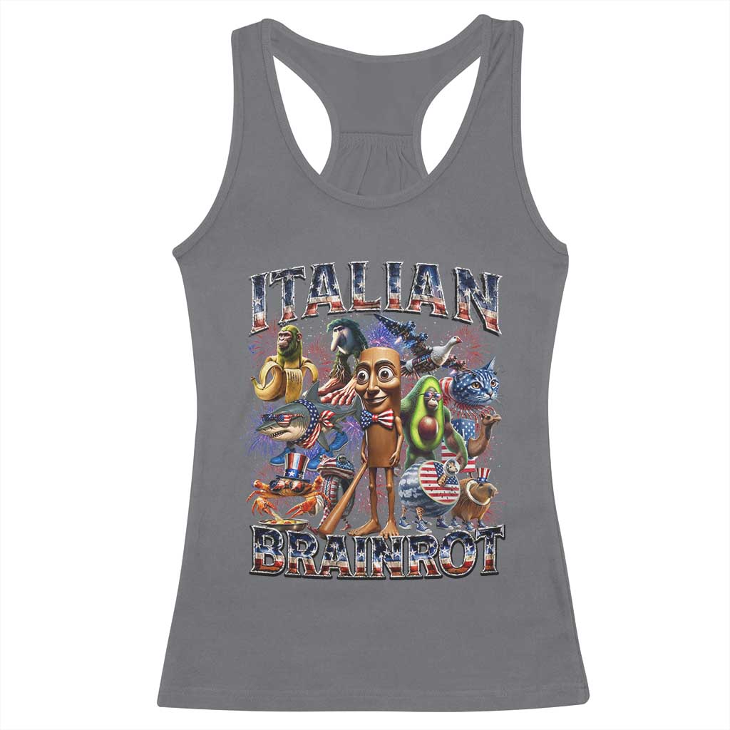 Funny Italian Brainrot Meme 4th of July Racerback Tank Top