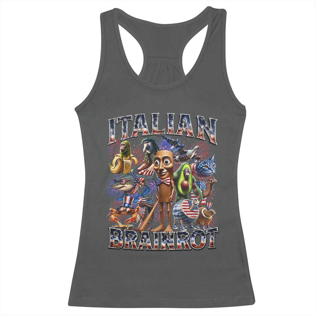 Funny Italian Brainrot Meme 4th of July Racerback Tank Top