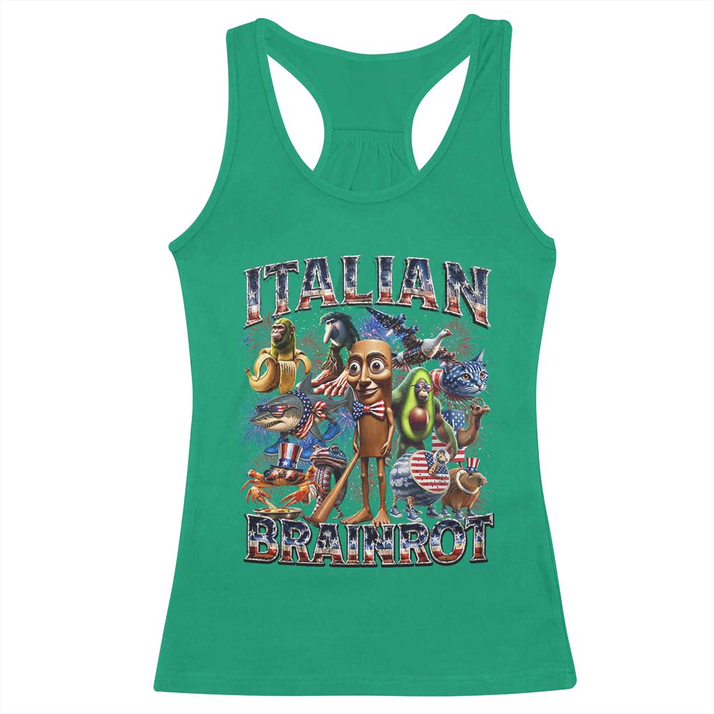 Funny Italian Brainrot Meme 4th of July Racerback Tank Top