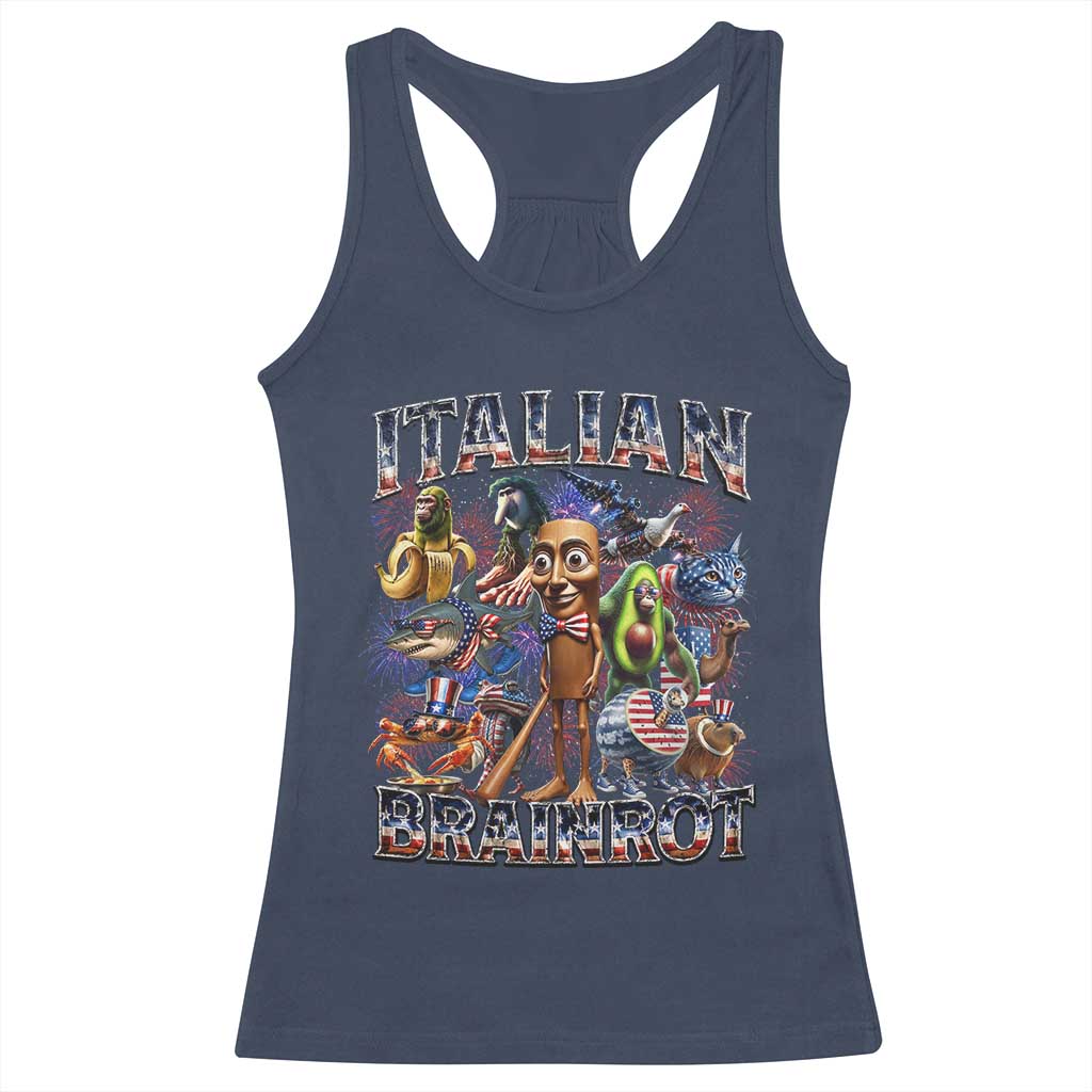 Funny Italian Brainrot Meme 4th of July Racerback Tank Top