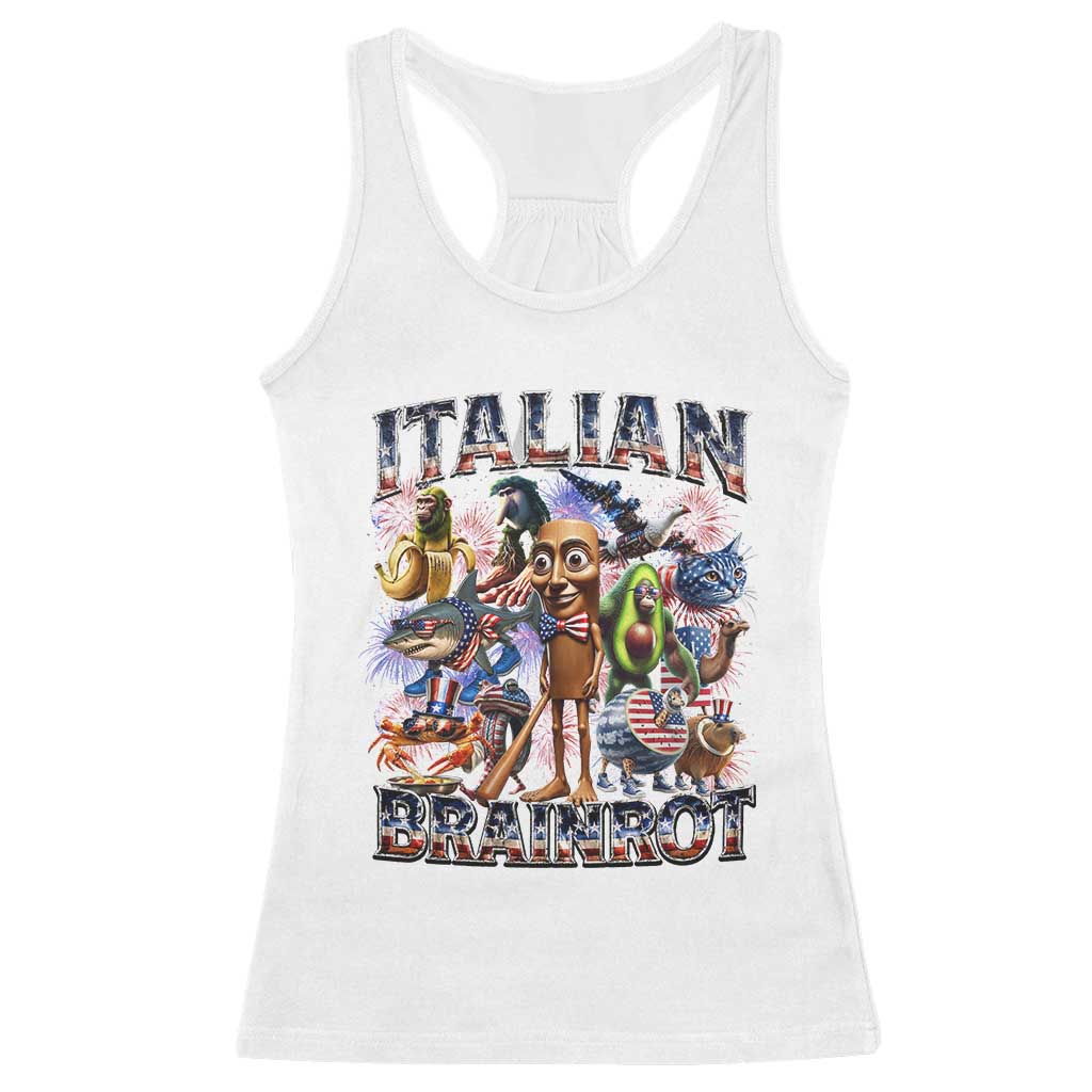 Funny Italian Brainrot Meme 4th of July Racerback Tank Top
