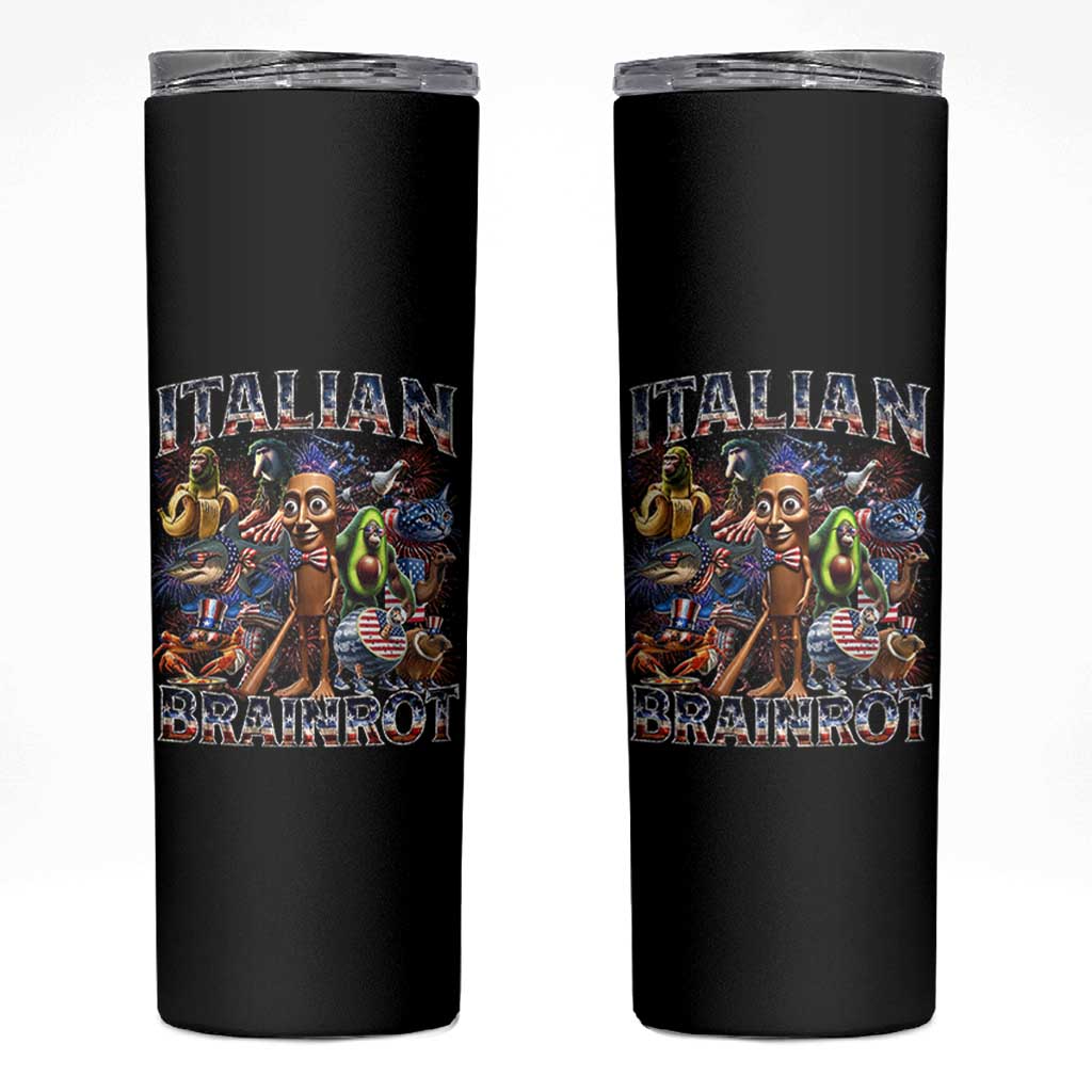 Funny Italian Brainrot Meme 4th of July Skinny Tumbler