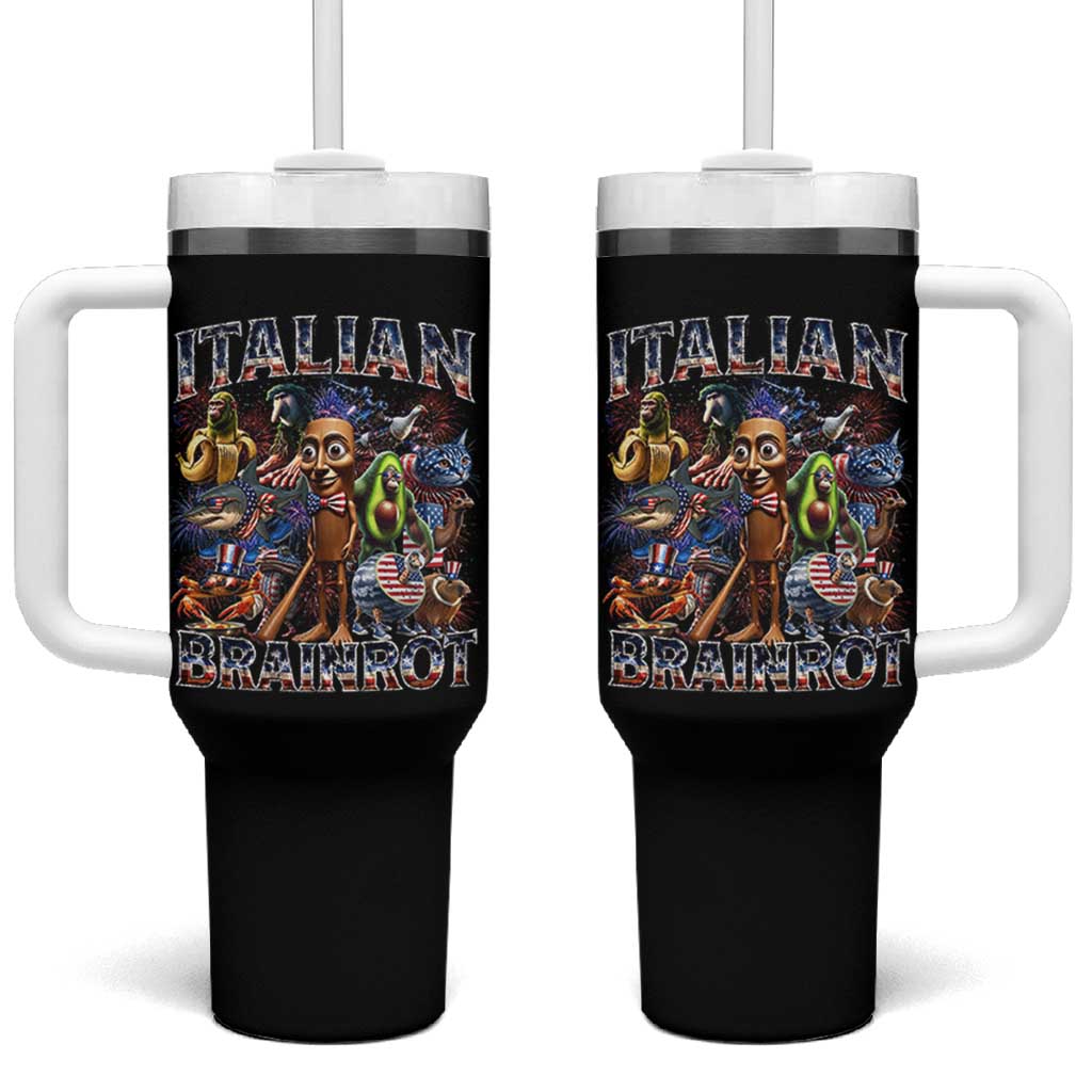 Funny Italian Brainrot Meme 4th of July Tumbler With Handle