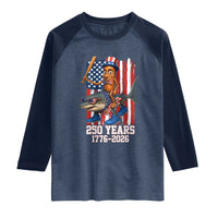 250th America Anniversary Raglan Shirt Funny Tung Tung Tung Sahur Tralalero Tralala 4th of July