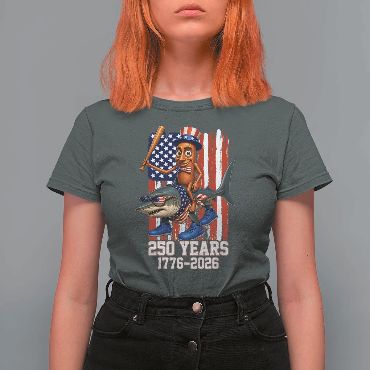 250th America Anniversary T Shirt For Women Funny Tung Tung Tung Sahur Tralalero Tralala 4th of July