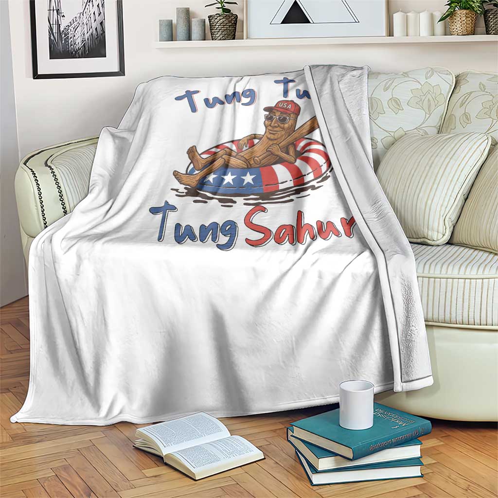Tung Tung Tung Sahur Italian Brainrot 4th of July Throw Blanket