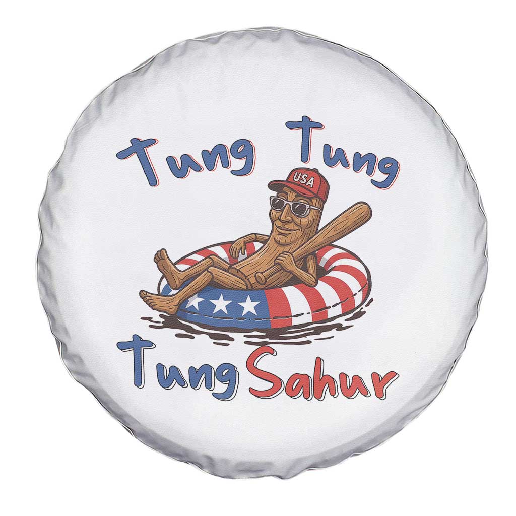 Tung Tung Tung Sahur Italian Brainrot 4th of July Spare Tire Cover