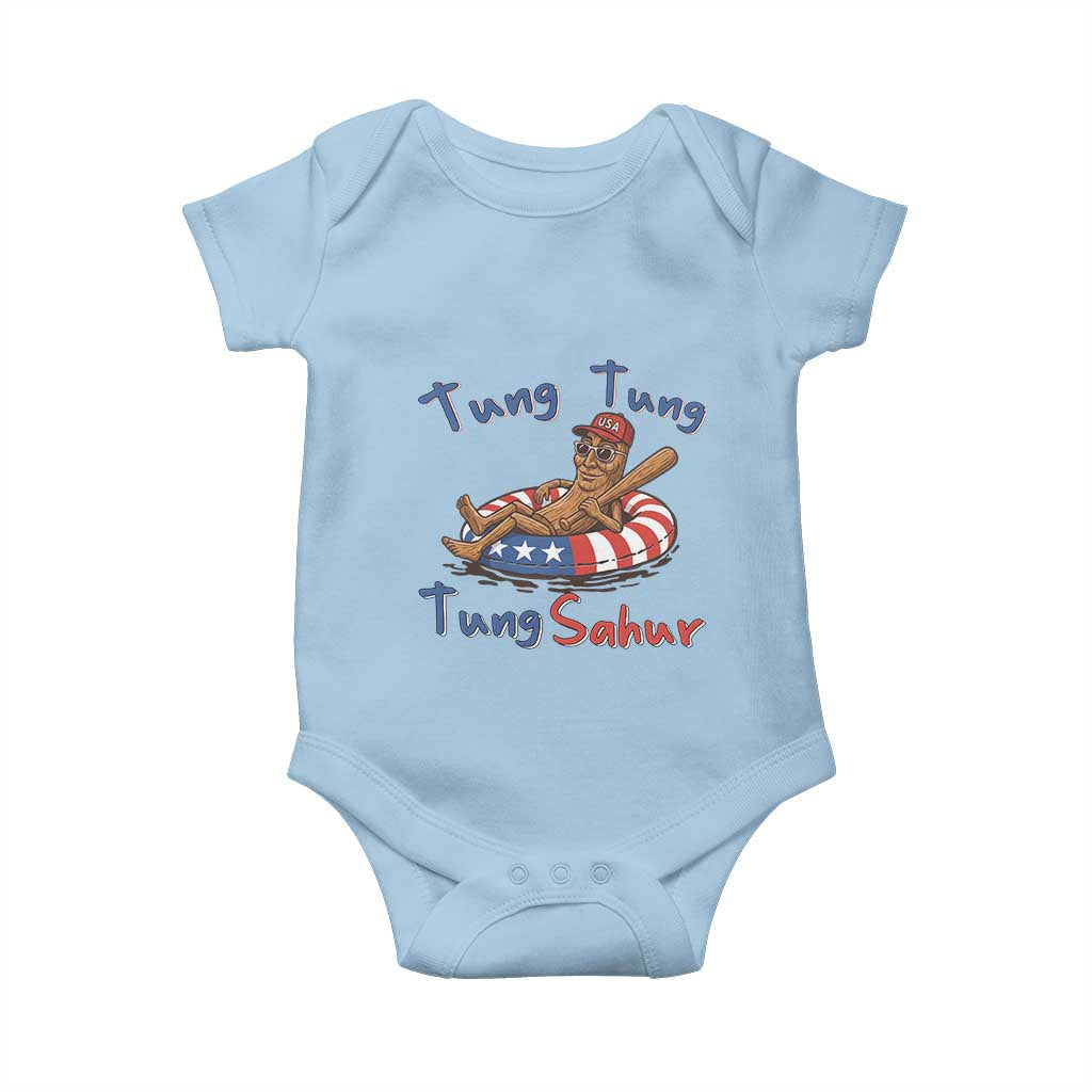 Tung Tung Tung Sahur Italian Brainrot 4th of July Baby Onesie