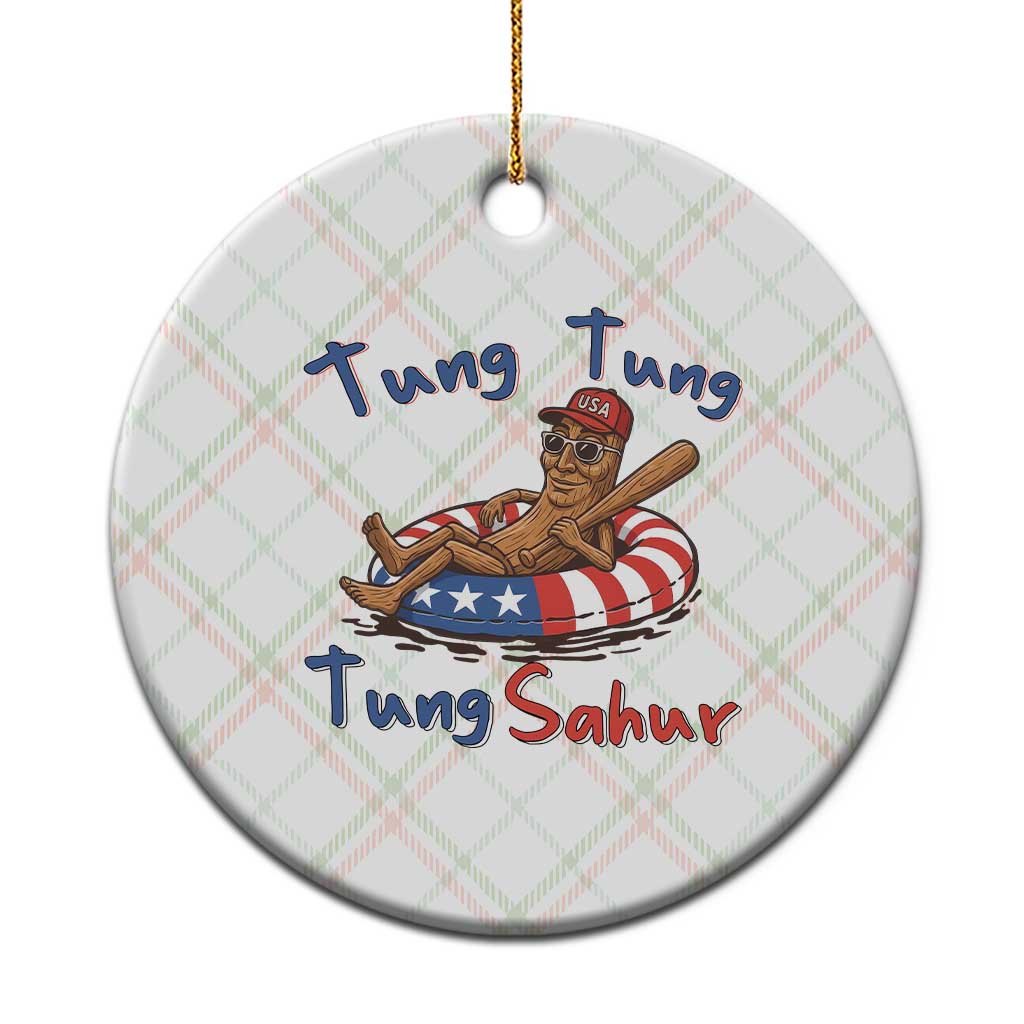 Tung Tung Tung Sahur Italian Brainrot 4th of July Ceramic Ornament