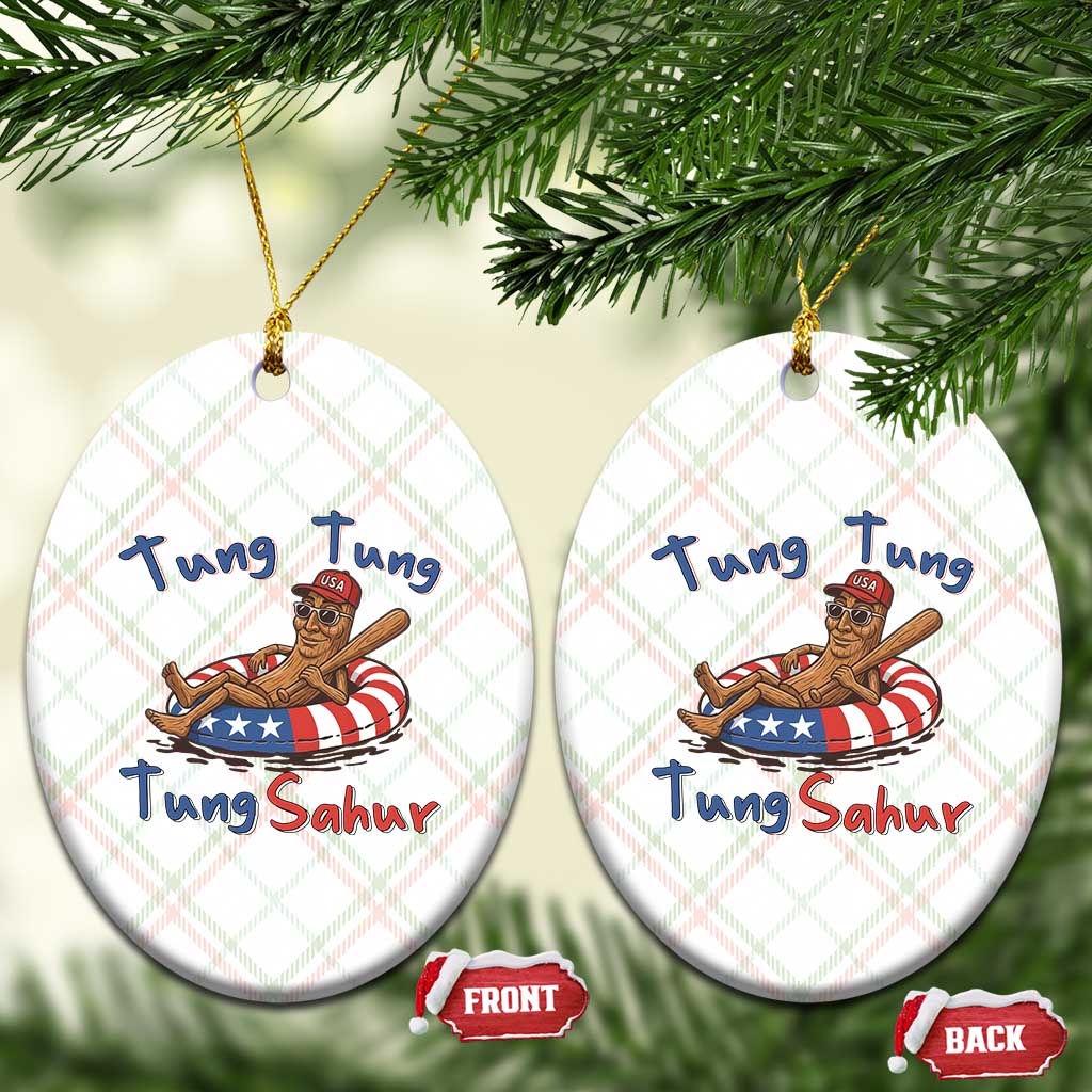 Tung Tung Tung Sahur Italian Brainrot 4th of July Ceramic Ornament