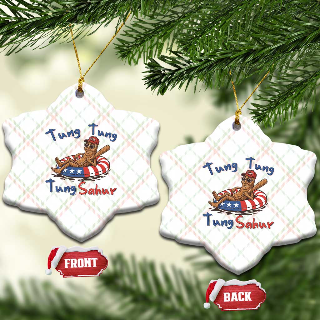 Tung Tung Tung Sahur Italian Brainrot 4th of July Ceramic Ornament
