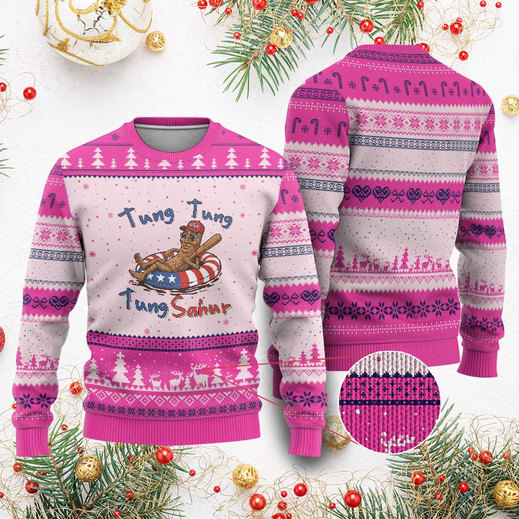 Tung Tung Tung Sahur Italian Brainrot 4th of July Ugly Christmas Sweater