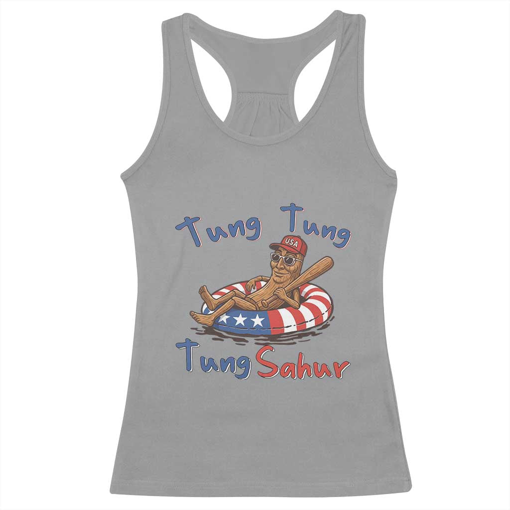 Tung Tung Tung Sahur Italian Brainrot 4th of July Racerback Tank Top