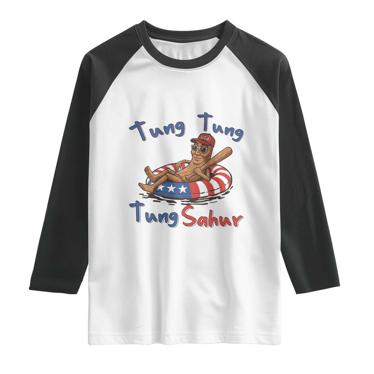 Tung Tung Tung Sahur Italian Brainrot 4th of July Raglan Shirt