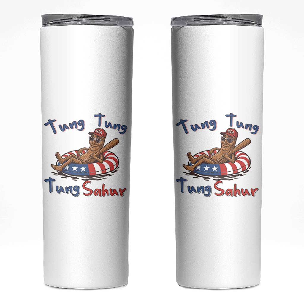 Tung Tung Tung Sahur Italian Brainrot 4th of July Skinny Tumbler