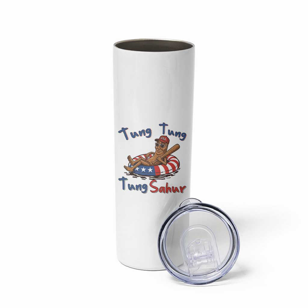 Tung Tung Tung Sahur Italian Brainrot 4th of July Skinny Tumbler