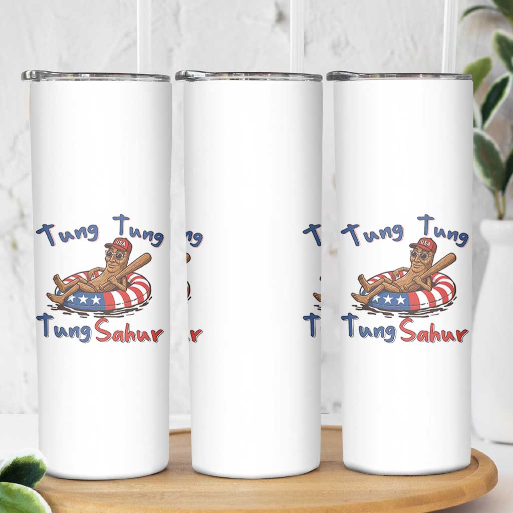 Tung Tung Tung Sahur Italian Brainrot 4th of July Skinny Tumbler
