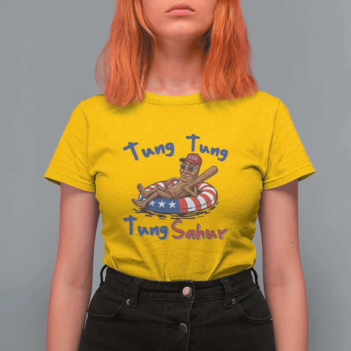Tung Tung Tung Sahur Italian Brainrot 4th of July T Shirt For Women