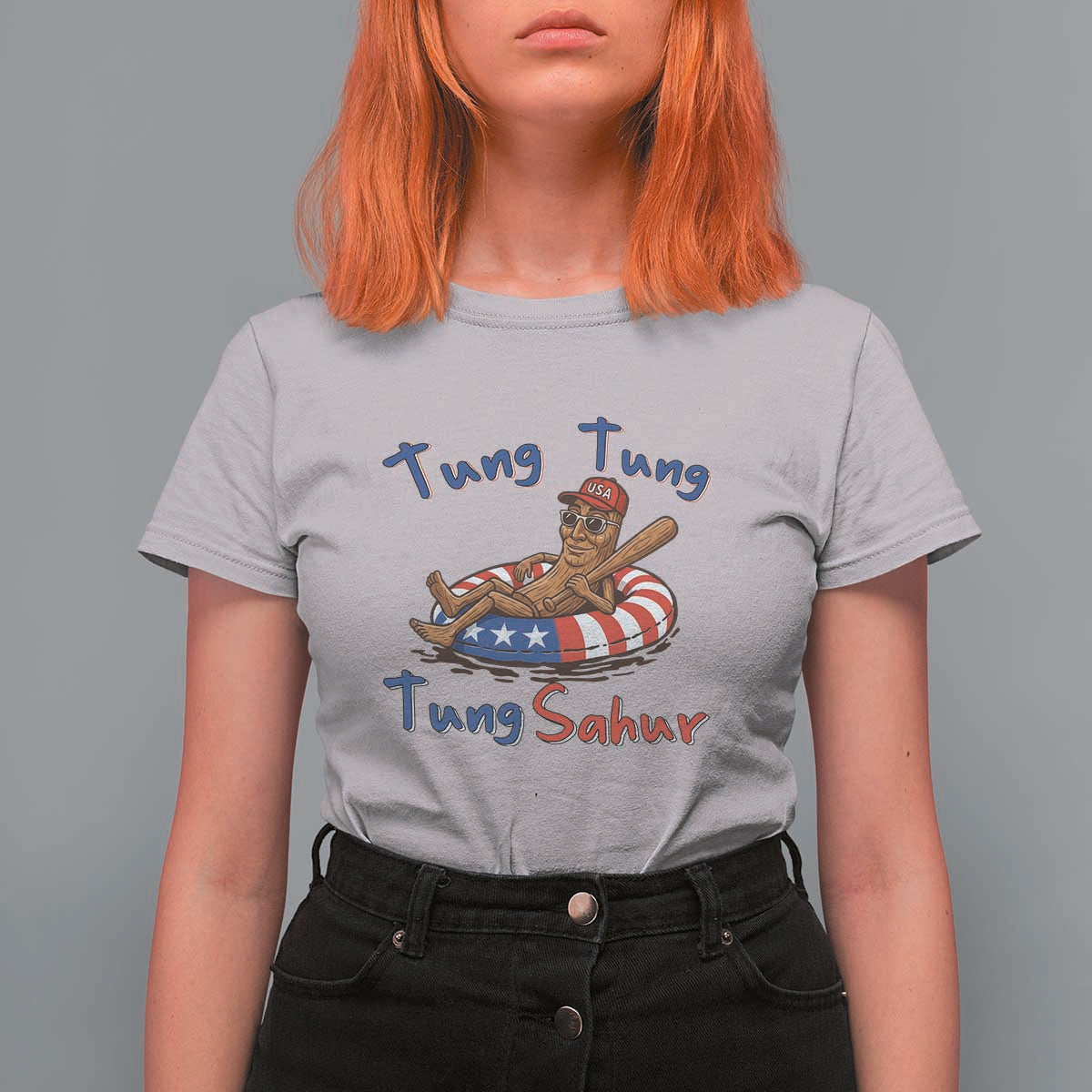 Tung Tung Tung Sahur Italian Brainrot 4th of July T Shirt For Women