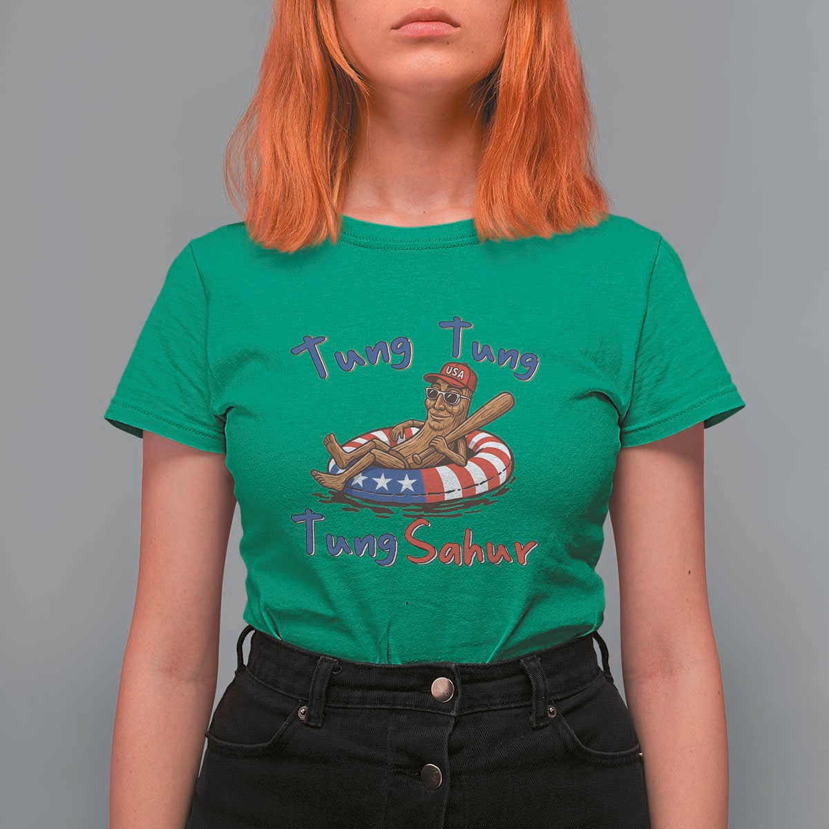 Tung Tung Tung Sahur Italian Brainrot 4th of July T Shirt For Women