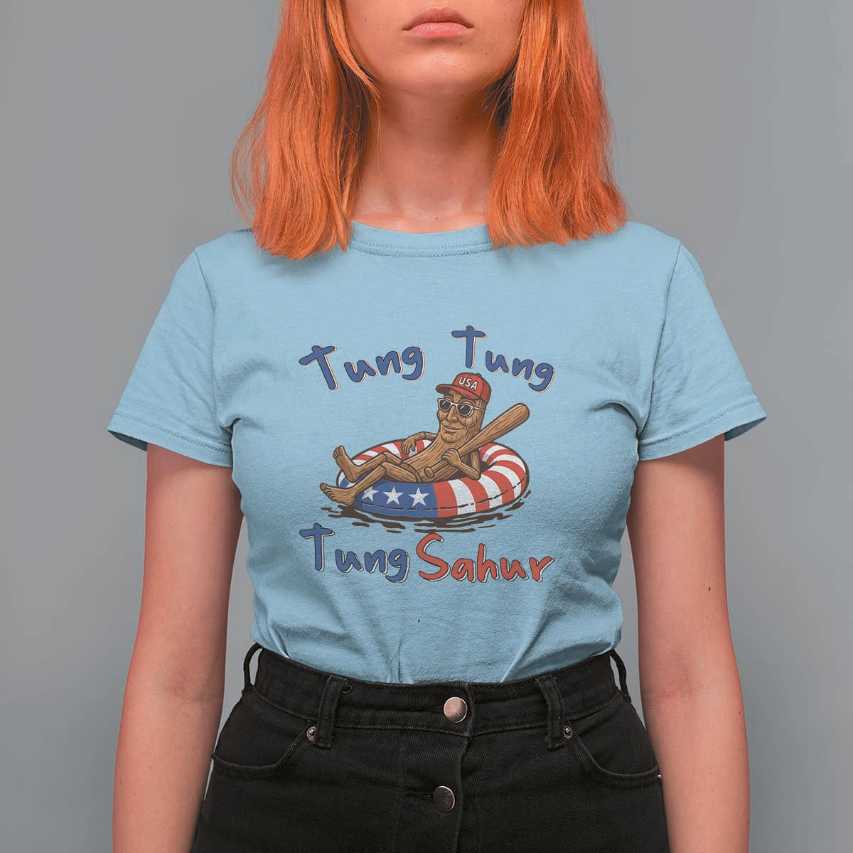 Tung Tung Tung Sahur Italian Brainrot 4th of July T Shirt For Women