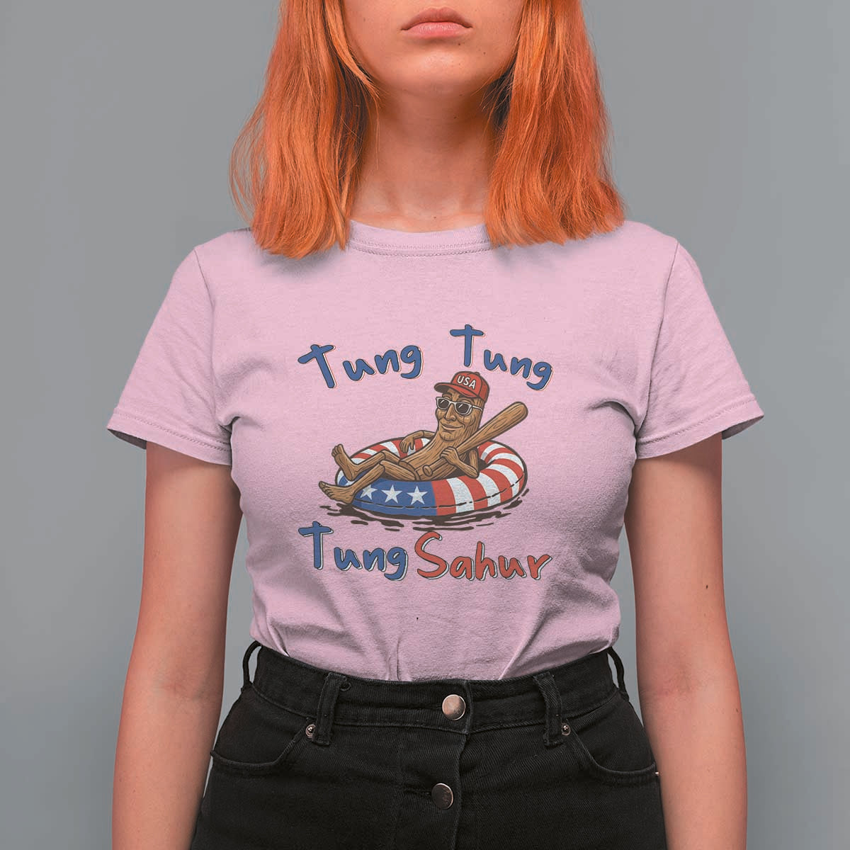 Tung Tung Tung Sahur Italian Brainrot 4th of July T Shirt For Women
