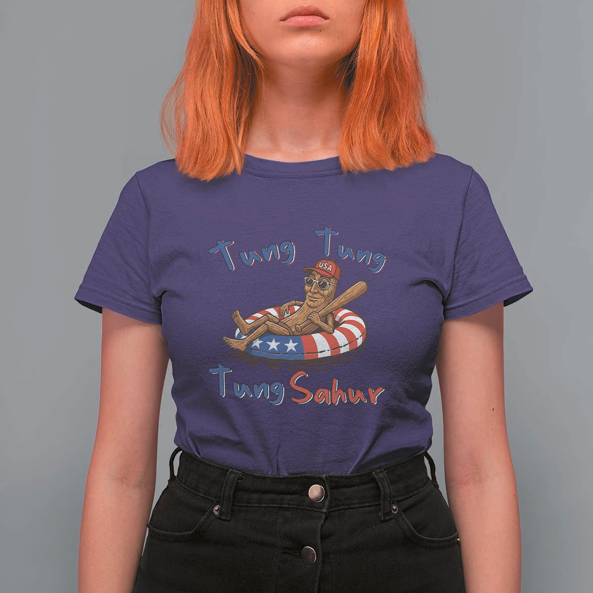 Tung Tung Tung Sahur Italian Brainrot 4th of July T Shirt For Women