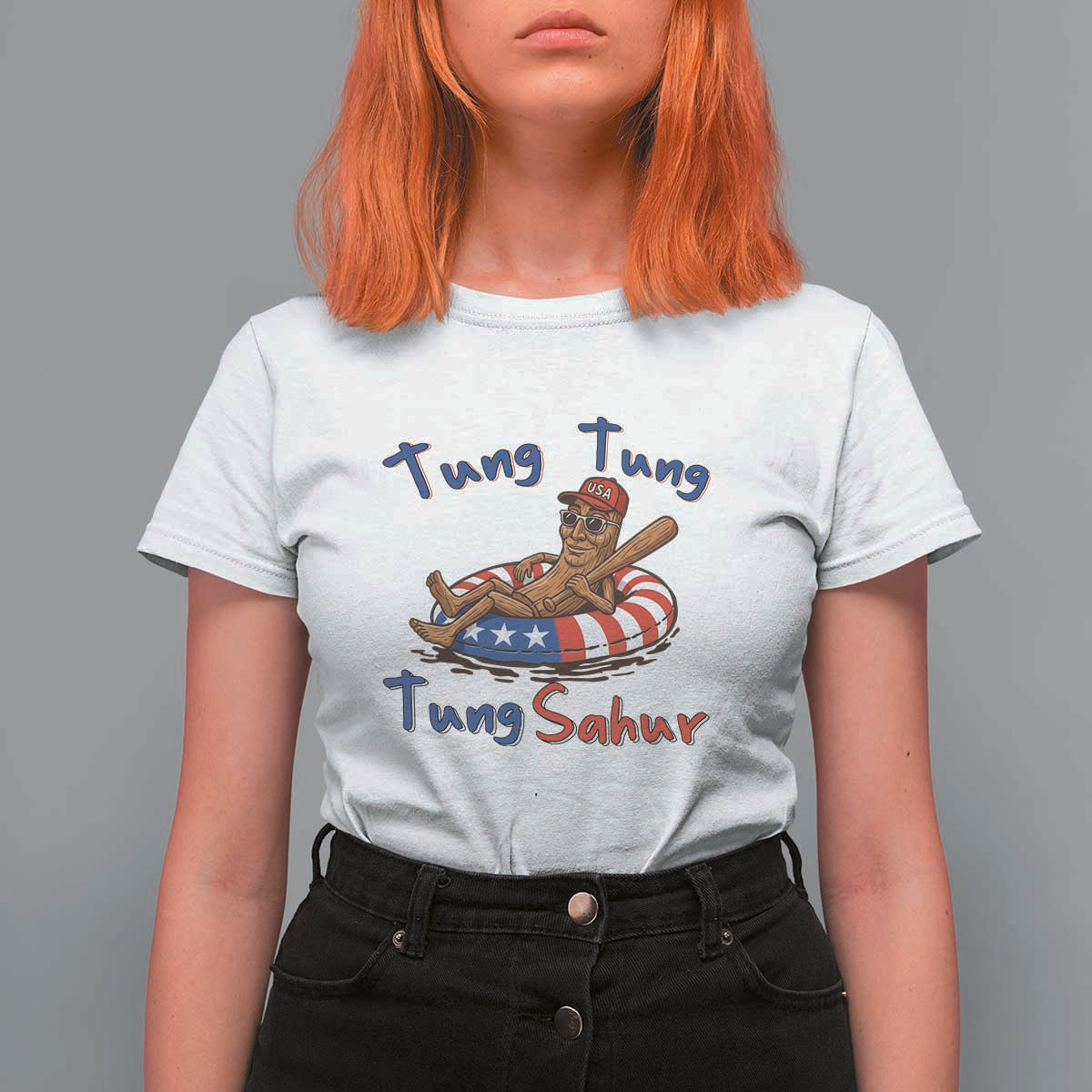 Tung Tung Tung Sahur Italian Brainrot 4th of July T Shirt For Women