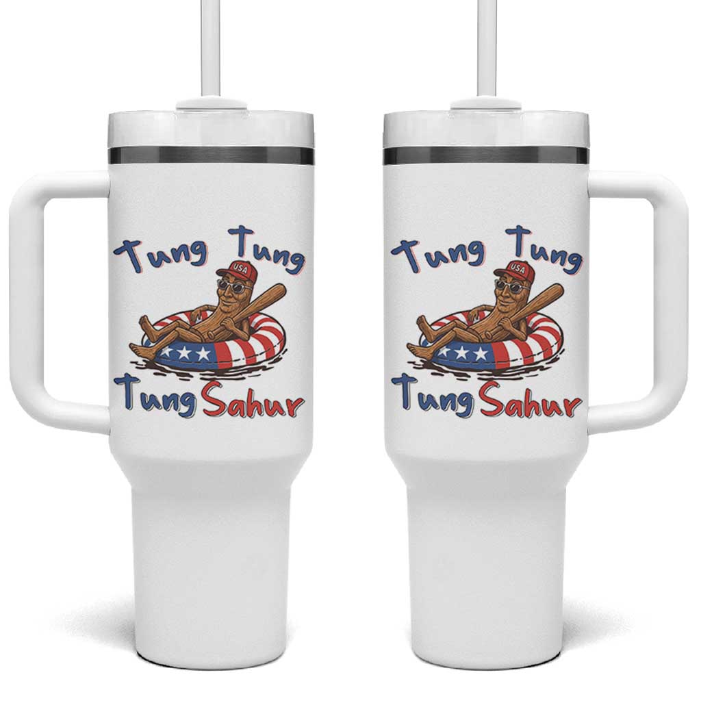 Tung Tung Tung Sahur Italian Brainrot 4th of July Tumbler With Handle