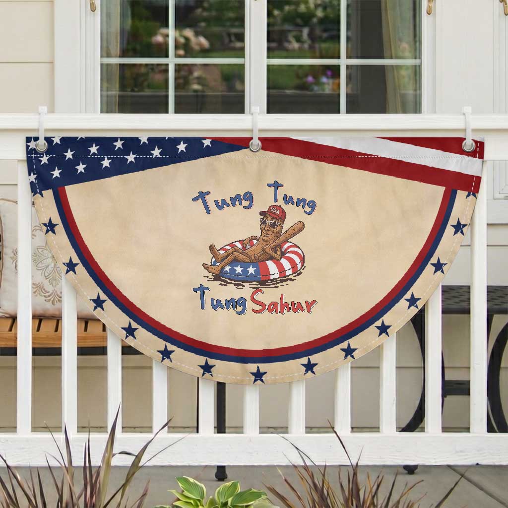 Tung Tung Tung Sahur Italian Brainrot 4th of July Patriotic Fan Flag