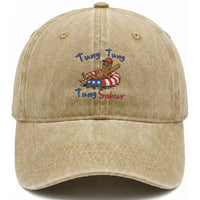 Tung Tung Tung Sahur Italian Brainrot 4th of July Washed Cotton Baseball Cap