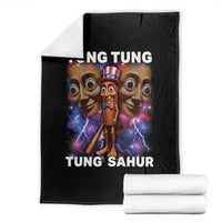 Tung Tung Sahur Italian Brainrot 4th Of July Meme Throw Blanket