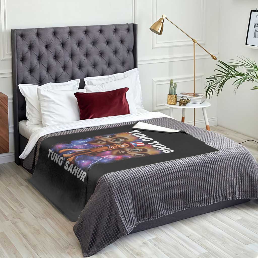Tung Tung Sahur Italian Brainrot 4th Of July Meme Throw Blanket