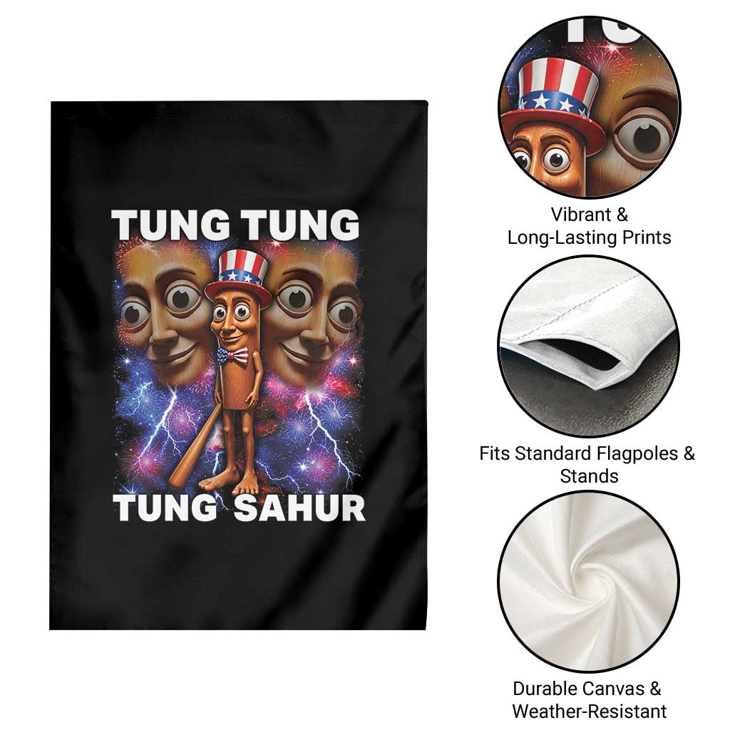 Tung Tung Sahur Italian Brainrot 4th Of July Meme Garden Flag