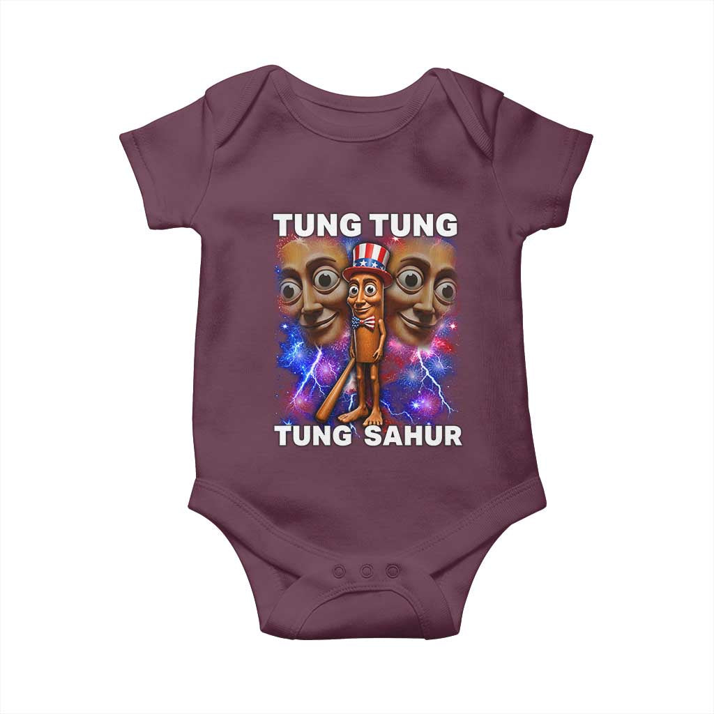 Tung Tung Sahur Italian Brainrot 4th Of July Meme Baby Onesie