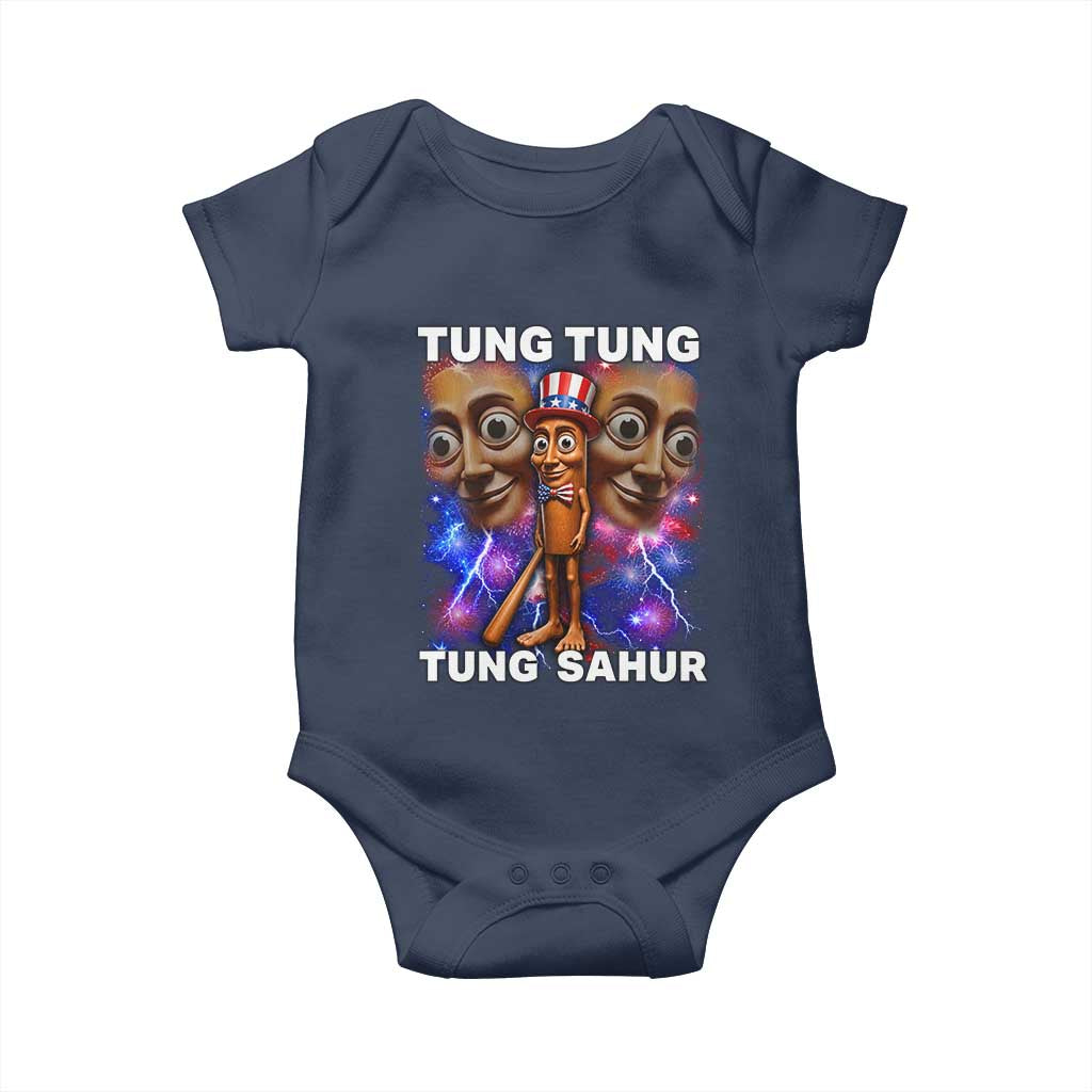 Tung Tung Sahur Italian Brainrot 4th Of July Meme Baby Onesie