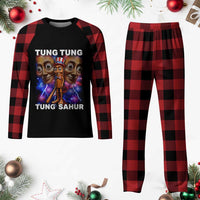 Tung Tung Sahur Italian Brainrot 4th Of July Meme Plaid Pajama Set