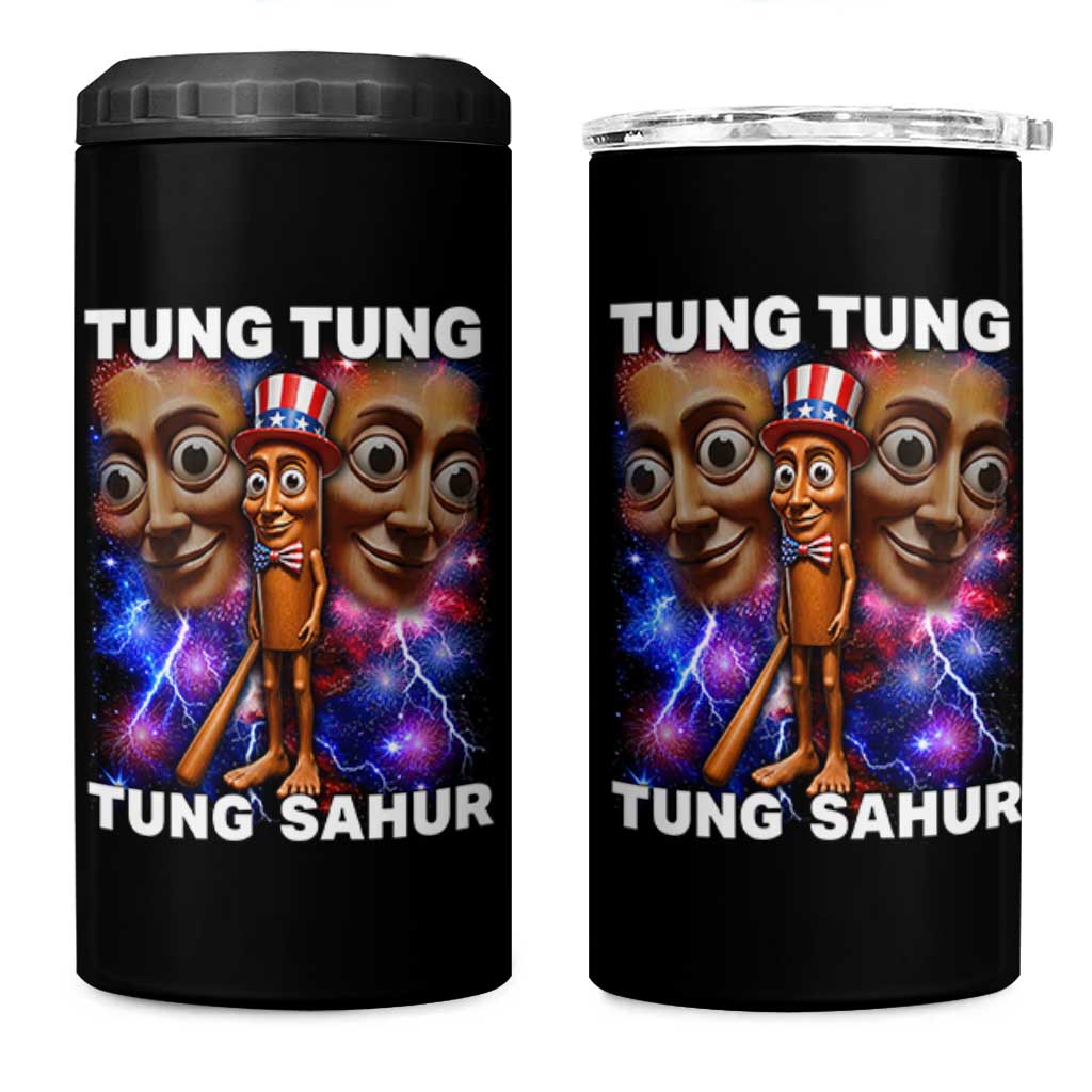 Tung Tung Sahur Italian Brainrot 4th Of July Meme 4 in 1 Can Cooler Tumbler