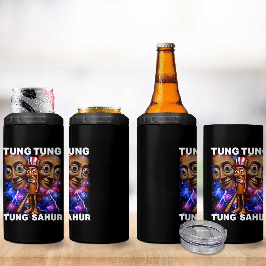 Tung Tung Sahur Italian Brainrot 4th Of July Meme 4 in 1 Can Cooler Tumbler