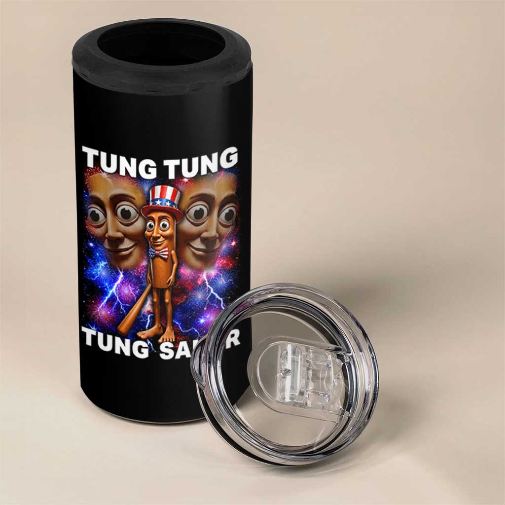 Tung Tung Sahur Italian Brainrot 4th Of July Meme 4 in 1 Can Cooler Tumbler