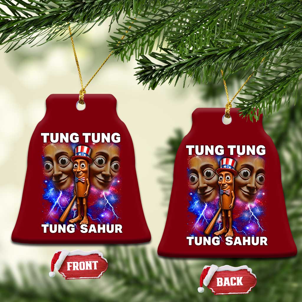 Tung Tung Sahur Italian Brainrot 4th Of July Meme Ceramic Ornament