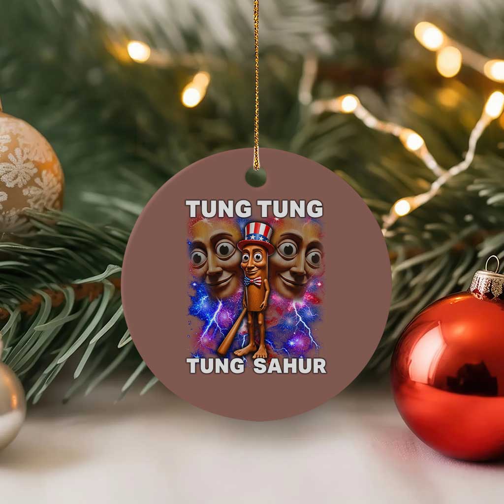 Tung Tung Sahur Italian Brainrot 4th Of July Meme Ceramic Ornament