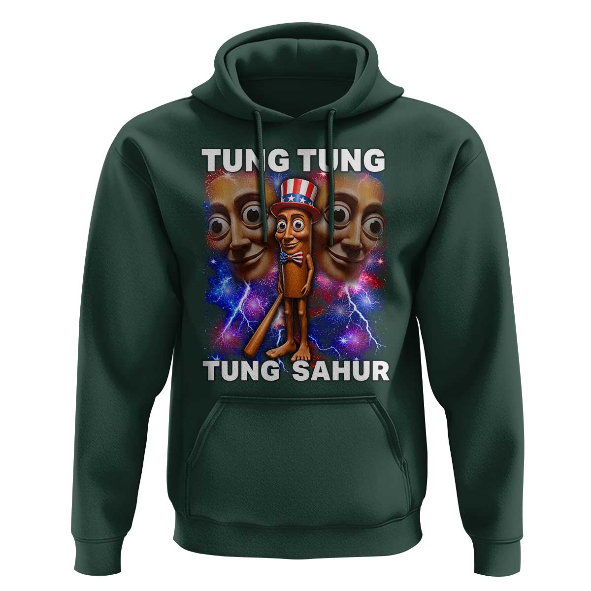 Tung Tung Sahur Italian Brainrot 4th Of July Meme Hoodie