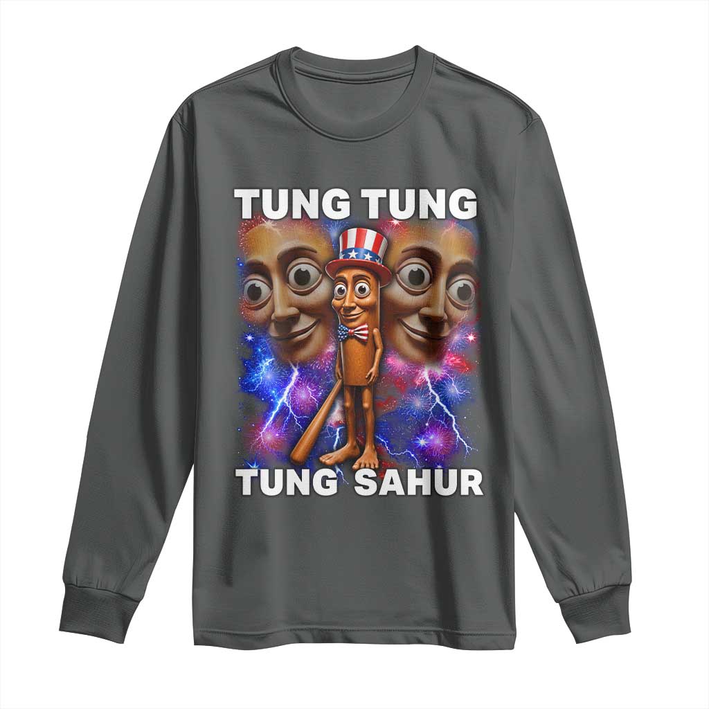Tung Tung Sahur Italian Brainrot 4th Of July Meme Long Sleeve Shirt