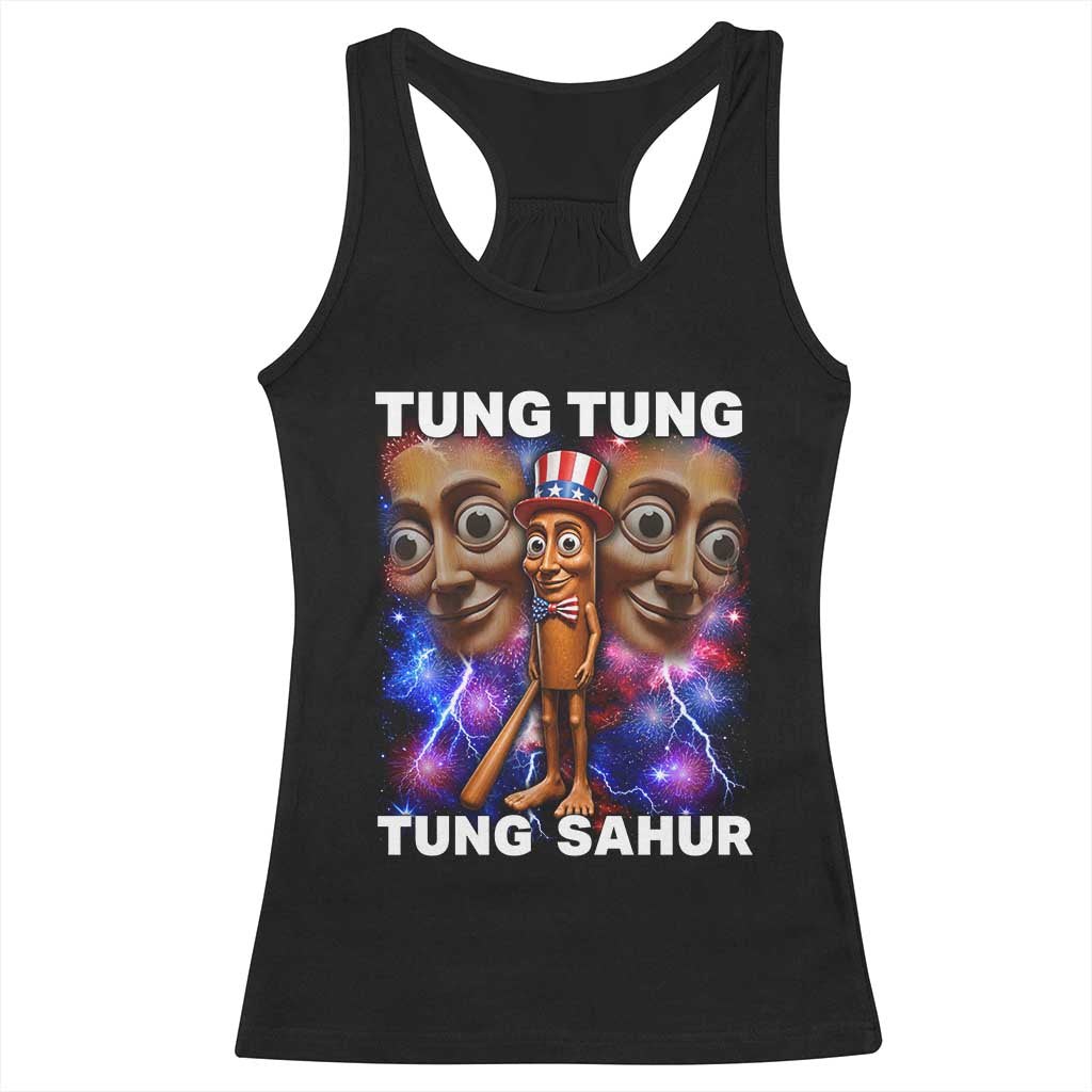 Tung Tung Sahur Italian Brainrot 4th Of July Meme Racerback Tank Top